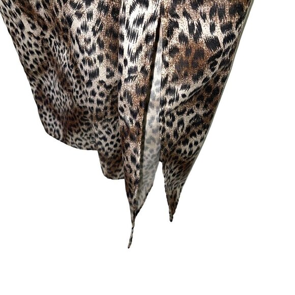 Natori Private Luxuries Kaftan Womens Size Medium Animal Print Side Slits Brown - Picture 6 of 11